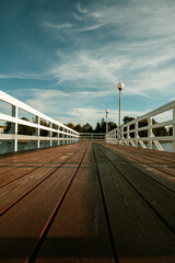 Naklejka premium Wooden pier with lamps.