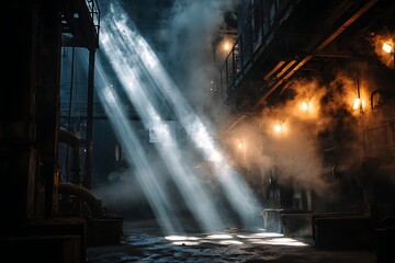 Fototapeta premium Factory area with thick smoke and air pollution