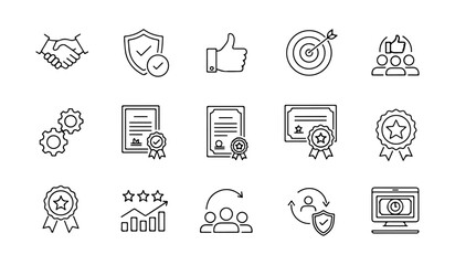 SEO & Digital Marketing Icons Set: Strategy, Quality, Optimization