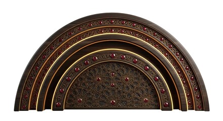 Luxurious Ornamented Archway with Intricate Islamic Geometric Patterns and Ruby Accents