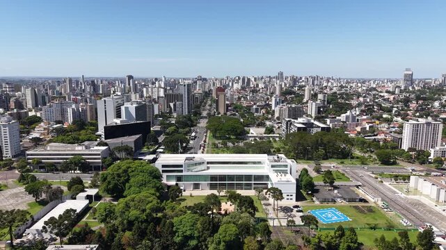 Vista A&eacute;rea da cidade de Curitiba, Paran&aacute;, Brasil.