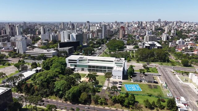 Vista A&eacute;rea da cidade de Curitiba, Paran&aacute;, Brasil.