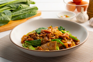 Stir fried Rice Noodles(flat noodle) with Soy Sauce egg and Pork,Pad See Ew