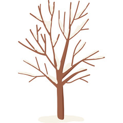 Tree in Winter with Snow &ndash; Cold Season Nature Illustration