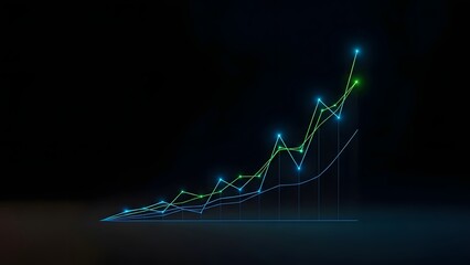 Minimal abstract graph on dark background, storytelling of financial clarity