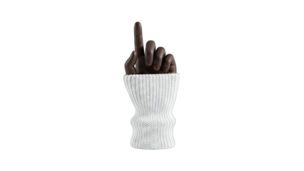 Hand Gesturing Upwards in a White Knitted Sleeve