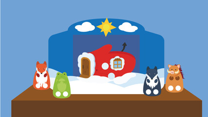 Obraz premium Christmas and New Year. Vector illustration in flat style. Christmas card.