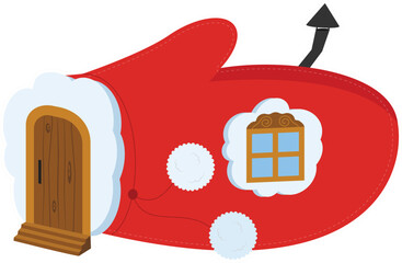Santa Claus red hat with a window on a white background. Vector illustration