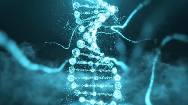 Bioluminescent DNA Helix Glowing With Energy In A Futuristic Digital Environment