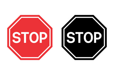Octagonal STOP sign icons vector illustration.