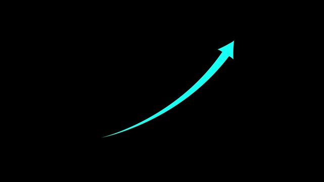 Business growth arrow and graph chart animation. Rising arrow transparent channel. business growth arrow and graph chart, Business line arrow. Business cartoon animation. 4k