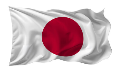 Japan Waving Flag Fabric ٰisolated on transparent background 