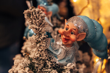 Traditional Christmas souvenir nutcrackers sold on Christmas market