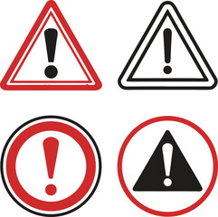 Danger warning sign, a triangular road sign with an exclamation mark, illustrates the concept of hazard and safety caution