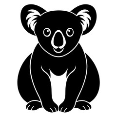 A cute baby panda character sits isolated in a nature scene with bamboo, featuring a black and white vector art drawing style perfect for a fun wildlife illustration or zoo cartoon