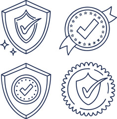 Set of shield icons with a clock and minute hand vector symbol for business concept success