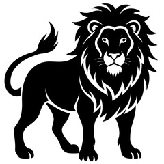 Isolated black silhouette mascot of a wild lion head vector illustration featuring a powerful beast face for wildlife nature art or tattoo