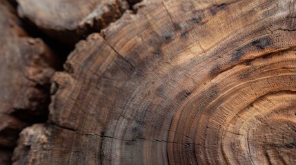 Obraz premium Wood texture shows tree rings in close up view under natural lighting