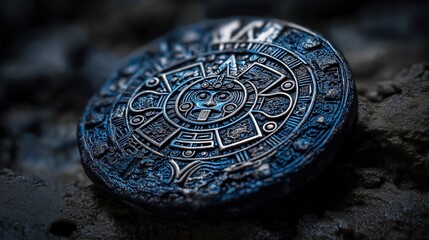 Obraz premium Ancient Aztec Calendar Disc in Blue