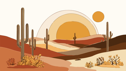 Minimalist Desert Landscape Illustration: Clean and Stylish Vector Artwork