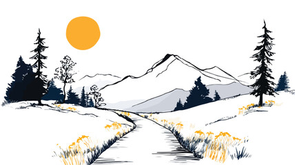 Sleek Hiking Trail Vector Illustration for Outdoors Enthusiasts