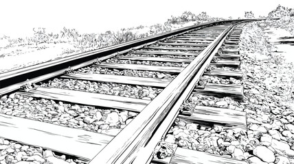 Modern Railway Vector With Outline Isolated on White Background