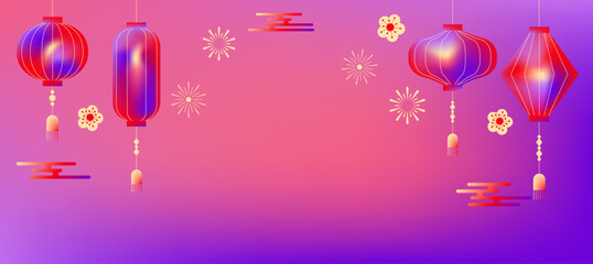 Obraz premium Chinese new year banner background with gradient lantern.