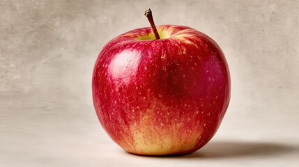 Fresh red apple with yellow highlights on neutral background