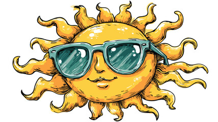 Whimsical Cartoon Sun with Sunglasses Vector Illustration