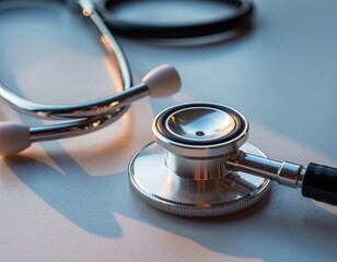 Stethoscope on blue table