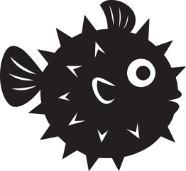  a puffer fish silhouette vector
