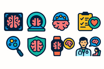 Fototapeta premium Medical, healthcare linear icon set. Brain, neurology, healthcare icons collection