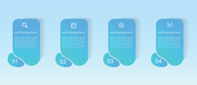 Blue vertical infographic cards with steps 4 steps