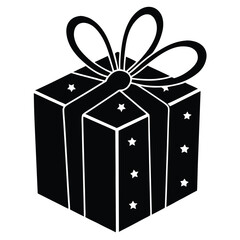 festive gift box  vector icon on white background