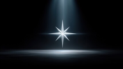 Bright Silver Star Illuminated by Soft Light in Dark Space Creating a Mystical and Ethereal Atmosphere for Graphic Design and Artistic Projects