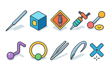 Fototapeta premium Surgery, medical flat icon set. Healthcare, instruments, operation icons flat collection