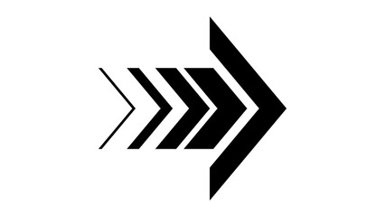 Chevron Progress Arrow Icon, Forward Direction Navigation Arrow Vector Isolated on White
