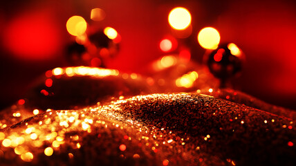Red Glitter Background with Sparkling Bokeh Lights and Shimmering Particles. Luxury Red Glitter Abstract Background with Shiny Bokeh, Sparkles and Festive Light Effects. shining red glitter