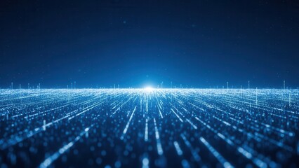 Abstract Digital Data Flow on Blue Background Representing Technology and Connectivity.