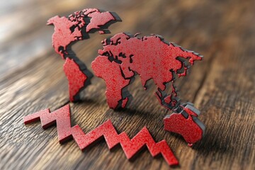 selective focus visual representation of global market downturn using arrows