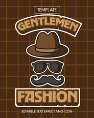 gentlemen fashion editable text effect with modern and simple style