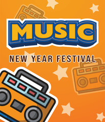 music new year editable text effect with modern and simple style