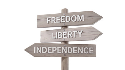 Fototapeta premium Signpost with Freedom, Liberty, Independence