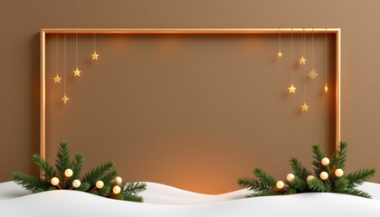 Cozy Holiday Scene with Green Pine and Elegant Decorations