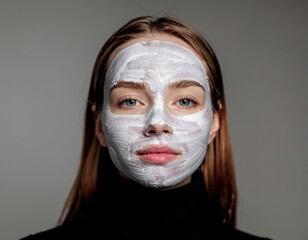 Photodynamic therapy cosmetic face mask the girl is wearing a mask health and beauty