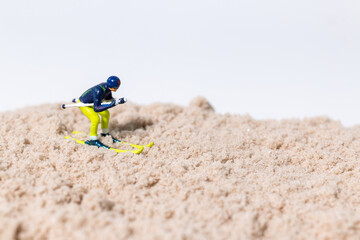 Conceptual Skiing Idea on White Background