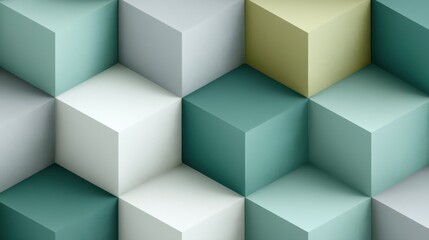 Obraz premium Abstract geometric composition of colorful cubes in a three-dimensional arrangement showcasing soft pastel shades and smooth textures for design layouts and backgrounds