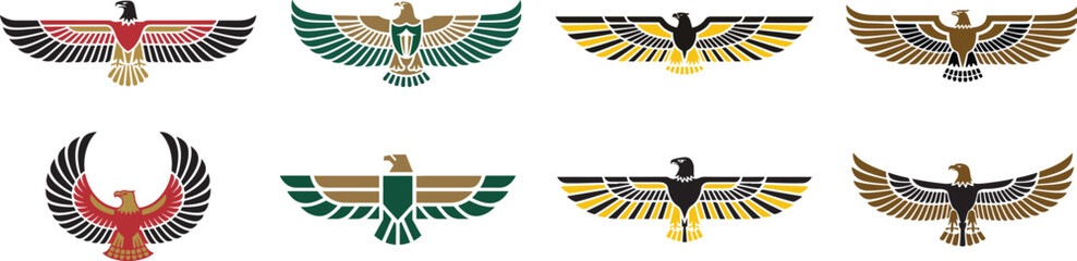 Collection of eagle silhouette on the white background, Vector illustration, political logo design, Concept for logo, card, banner, poster, flyer.