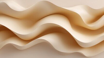 Obraz premium Flowing Curves of Smooth Beige Paper Creating Soft Waves on a Minimalist Background Highlighting Elegant Design and Texture in a Subtle Color Palette
