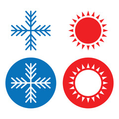 Hot and cold vector, icon set. Cool and warm temperature symbol website graphic design. Heating and cooling simple illustration on white background. Vector illustration.